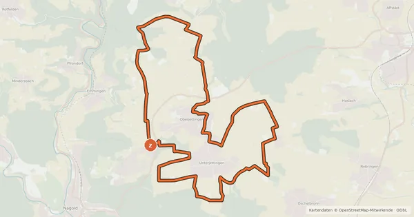 Kartenübersicht der Radroute Panorama Radrundweg Jettingen
