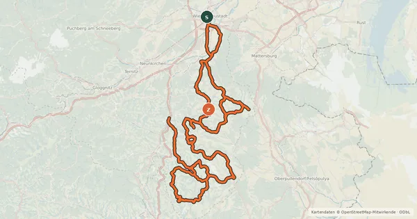 Kartenübersicht der Radroute Panorama-Radweg Bucklige Welt