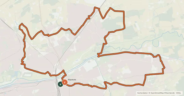 Kartenübersicht der Radroute Panorama-Route Hamm