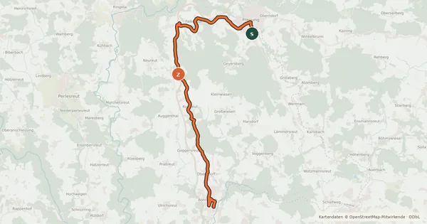 Kartenübersicht der Radroute Panorama-Route West