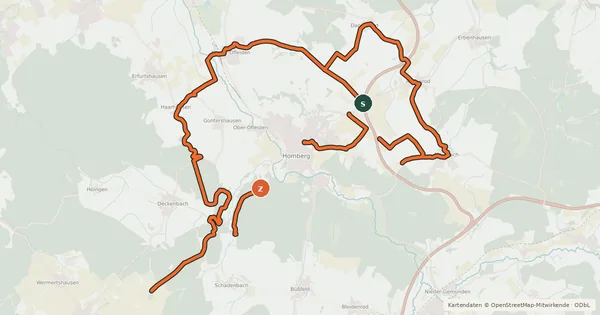 Kartenübersicht der Radroute Panoramatour