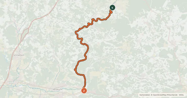 Kartenübersicht der Radroute Pegnitztalradweg