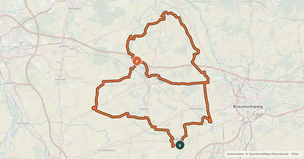 Kartenübersicht der Radroute Peiner Wasserroute