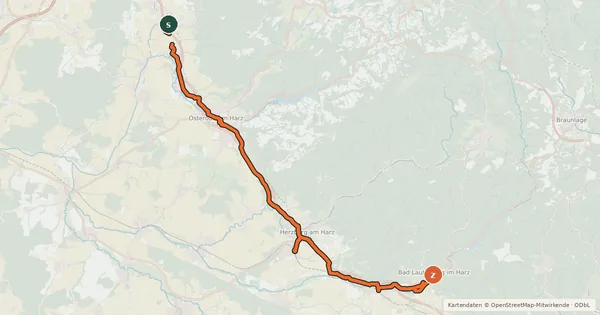 Kartenübersicht der Radroute Pendler-Alltagsroute am Harzrand