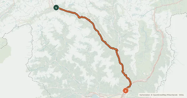 Kartenübersicht der Radroute Percorso Nord-Sud