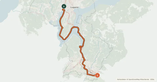 Kartenübersicht der Radroute Percorso Nord-Sud