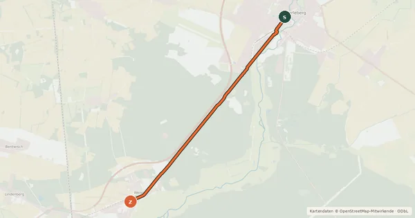 Kartenübersicht der Radroute Perleberg (21) - Bad Wilsnack (31)