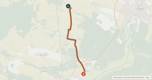 Kartenübersicht der Radroute Perleberg (22) - Bad Wilsnack (31)