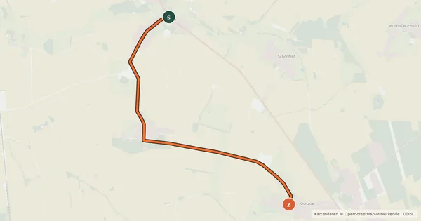 Kartenübersicht der Radroute Perleberg (23) - Karstädt (25)
