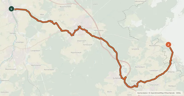 Kartenübersicht der Radroute Perlenroute