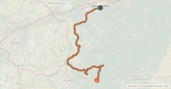 Kartenübersicht der Radroute Pfälzerwald Tour