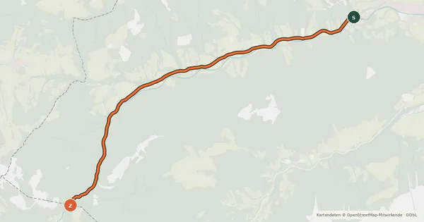 Kartenübersicht der Radroute Pfronten - Staatsgrenze