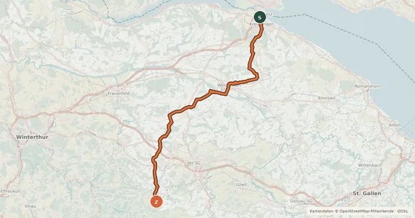 Kartenübersicht der Radroute Pilger-Route