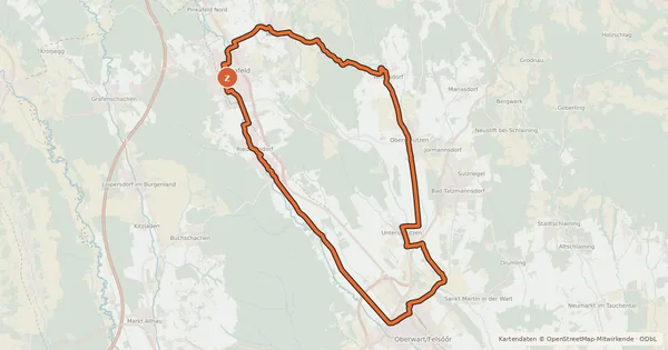 Kartenübersicht der Radroute Pinka-Radweg