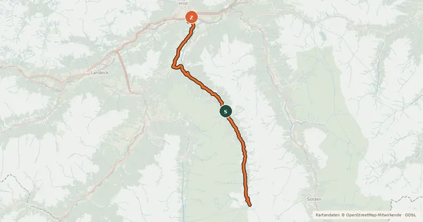 Kartenübersicht der Radroute Pitztal Bike