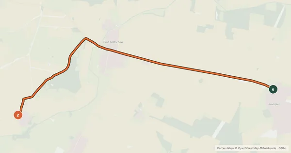Kartenübersicht der Radroute Plattenburg (52) - Plattenburg (54)
