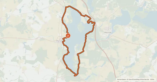 Kartenübersicht der Radroute Plauer See Radweg