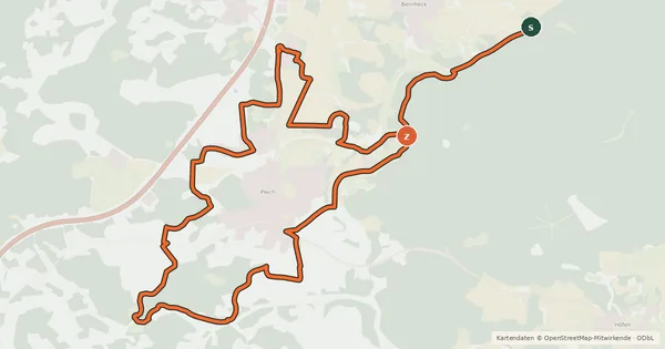 Kartenübersicht der Radroute Plecher Zehner