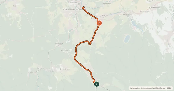 Kartenübersicht der Radroute Pöhlwasserradweg