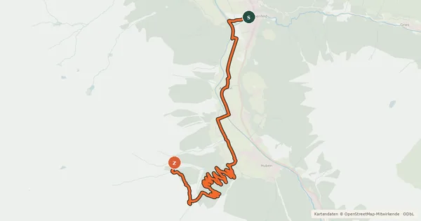 Kartenübersicht der Radroute Polltal - Breitlehn Alm
