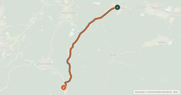 Kartenübersicht der Radroute Portzbachtal