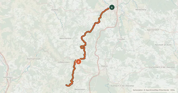 Kartenübersicht der Radroute Pottenstein-Radweg