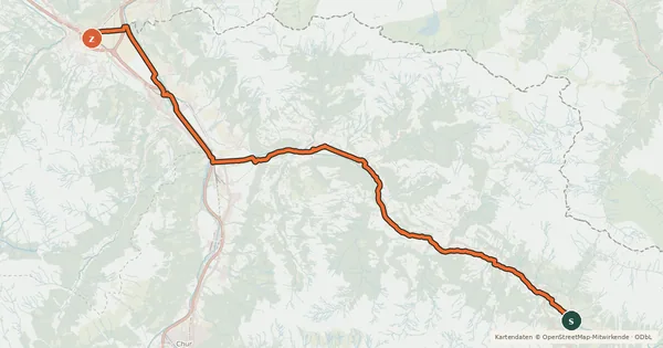 Kartenübersicht der Radroute Prättigauer Route
