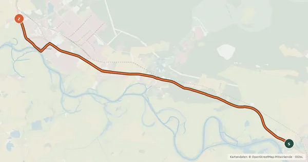 Kartenübersicht der Radroute Premnitz (52) -Pritzerbe Nord (79)