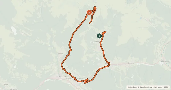 Kartenübersicht der Radroute Priedröf-Runde