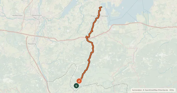 Kartenübersicht der Radroute Prientalradweg