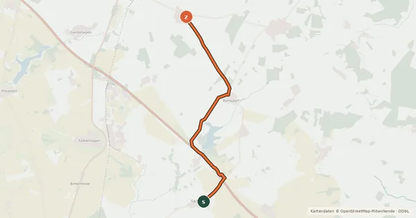 Kartenübersicht der Radroute Pritzwalk (85) - Meyenburg (93)