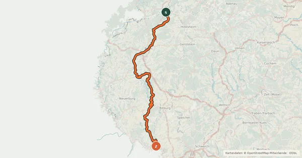 Kartenübersicht der Radroute Prümtal-Radweg