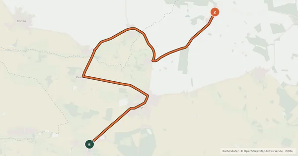 Kartenübersicht der Radroute Putlitz-Berge (71) - Putlitz-Berge (75)