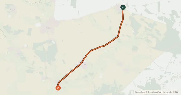 Kartenübersicht der Radroute Putlitz-Berge (73) - Putlitz-Berge (74)