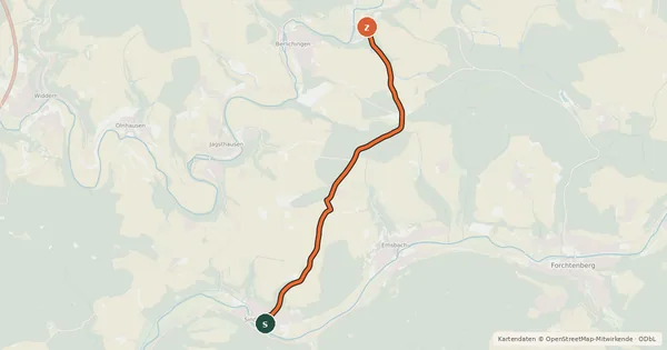 Kartenübersicht der Radroute Q3 Sindringen - Kloster Schöntal