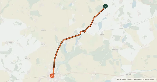 Kartenübersicht der Radroute R 19