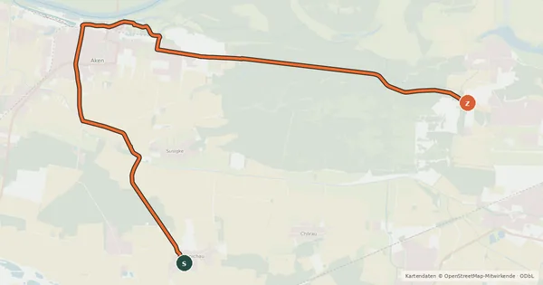 Kartenübersicht der Radroute R1 Nebenroute Aken