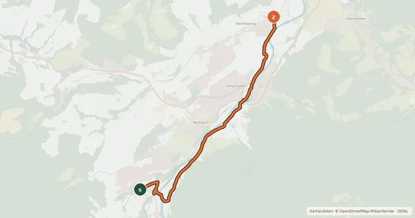 Kartenübersicht der Radroute R11 - Variante 'Scharnstein Alm'