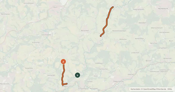 Kartenübersicht der Radroute R13 (RheinSieg)