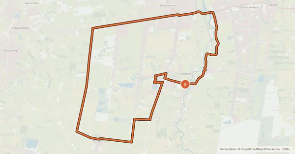 Kartenübersicht der Radroute R2 (Rhauderfehn)