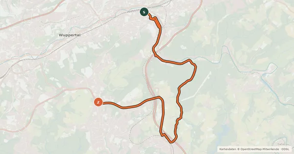 Kartenübersicht der Radroute R2 [Wuppertal]