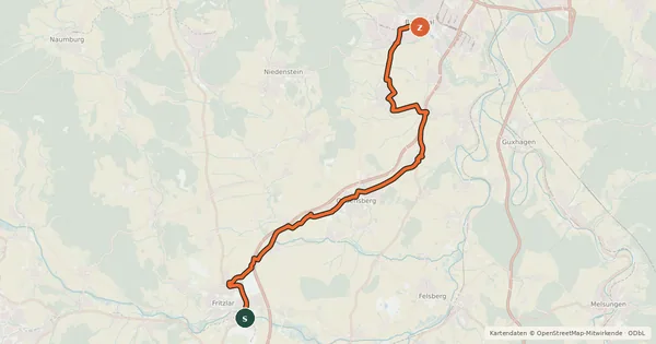 Kartenübersicht der Radroute R21- Chattengauweg