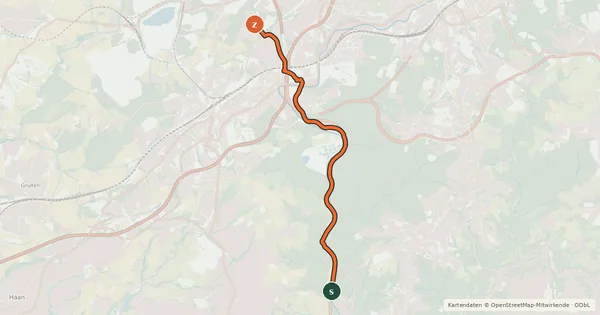 Kartenübersicht der Radroute R3a [Wuppertal]