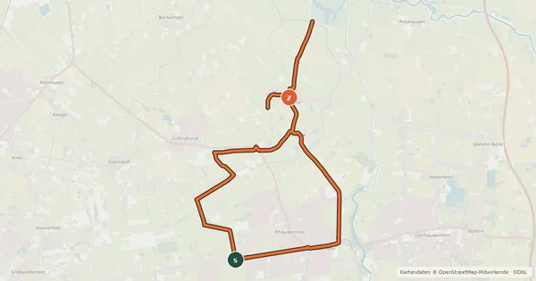Kartenübersicht der Radroute R4 (Rhauderfehn)
