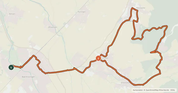Kartenübersicht der Radroute R7 Bad Krozingen - Ehrenstetten - Ellighofen - Pfaffenweiler - Bad Krozingen