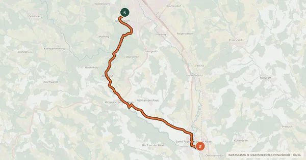 Kartenübersicht der Radroute Raabtalradweg Alternative