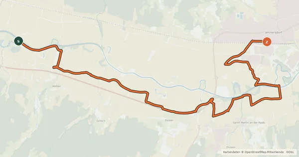 Kartenübersicht der Radroute Raabtalradweg Burgenland