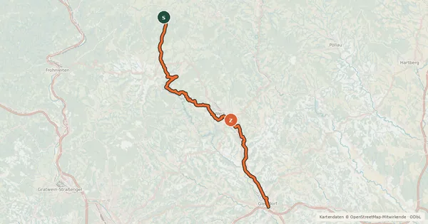 Kartenübersicht der Radroute Raabtalradweg Stmk Nord