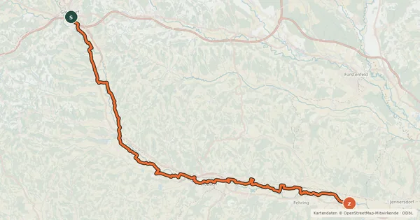Kartenübersicht der Radroute Raabtalradweg Stmk Süd