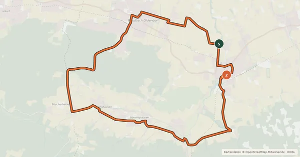 Kartenübersicht der Radroute Rad-Rundwanderweg R 12